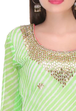 Embroidered Pure Georgette Straight Cut Suit in Light Green