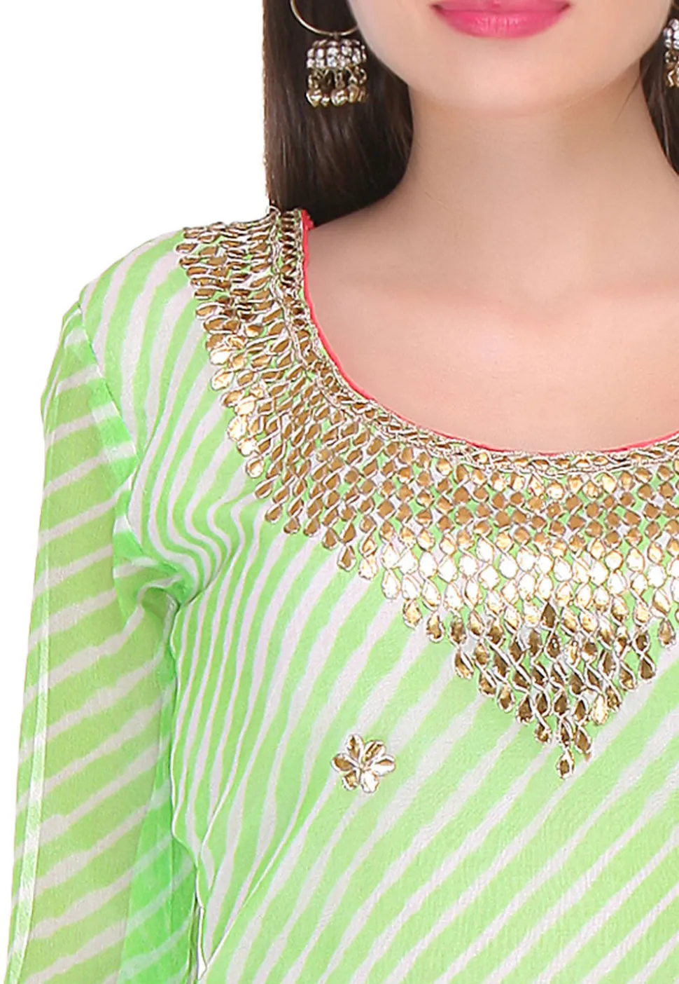 Embroidered Pure Georgette Straight Cut Suit in Light Green