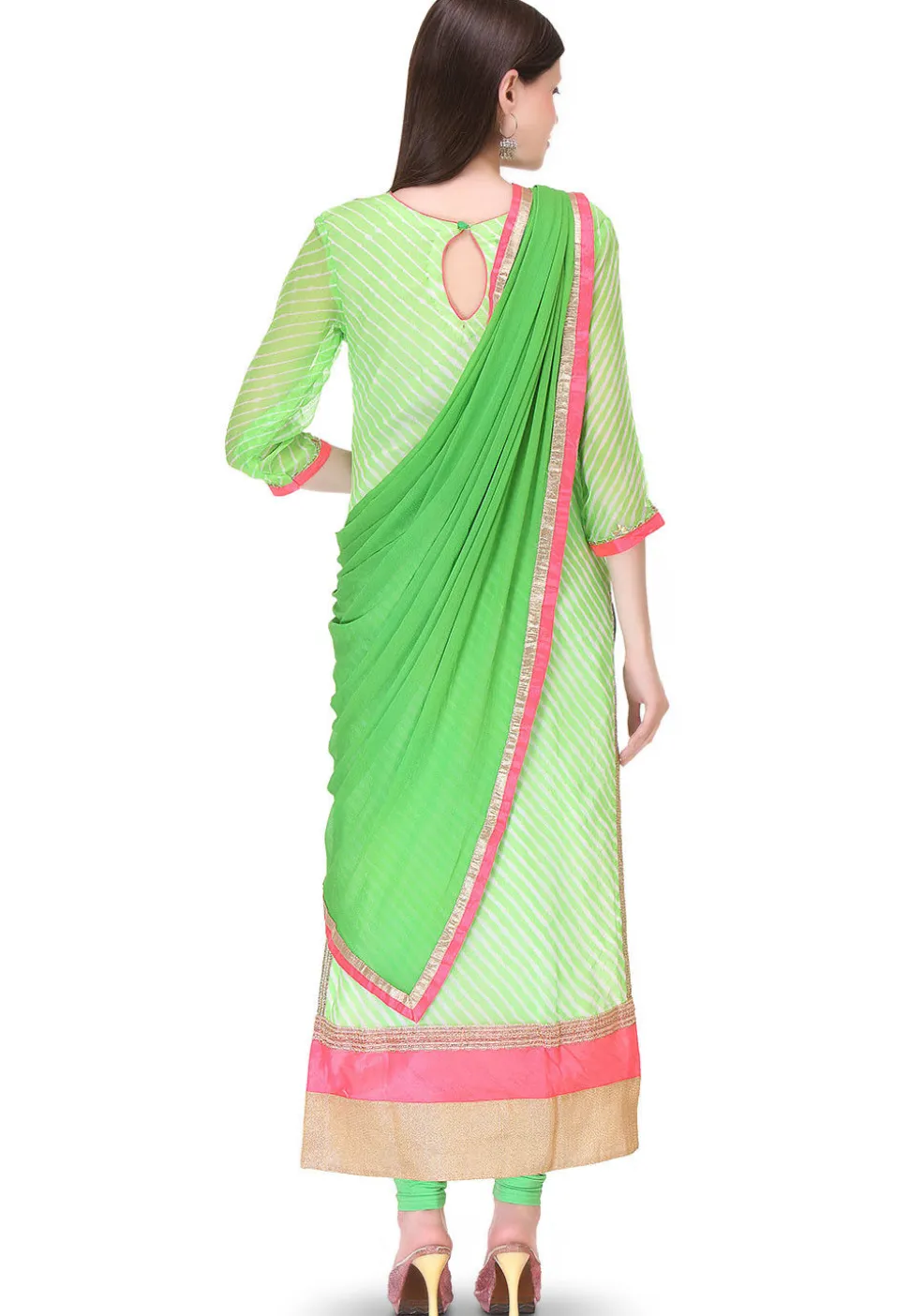 Embroidered Pure Georgette Straight Cut Suit in Light Green