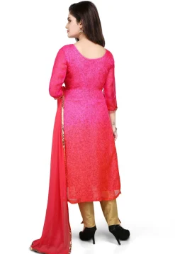 Embroidered Pure Kota Silk Straight  Suit in Fuchsia
