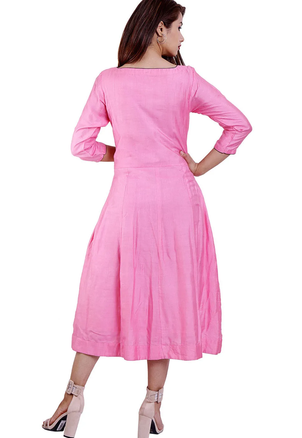 Embroidered Pure Matka Silk A Line Kurta in Pink