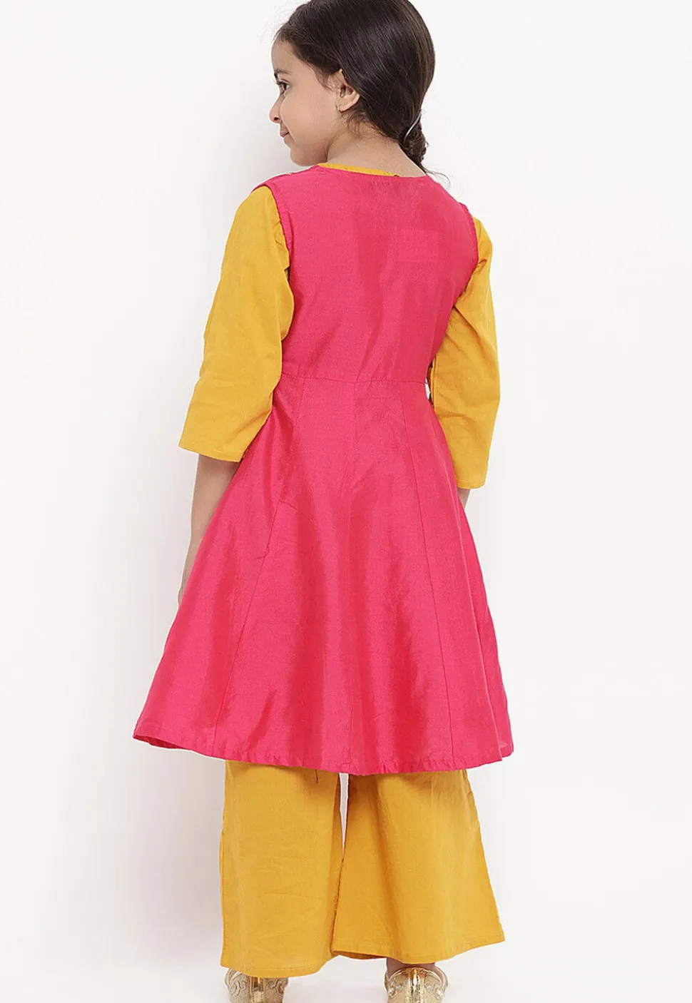 Embroidered Rayon A Line Kurta Set in Mustard