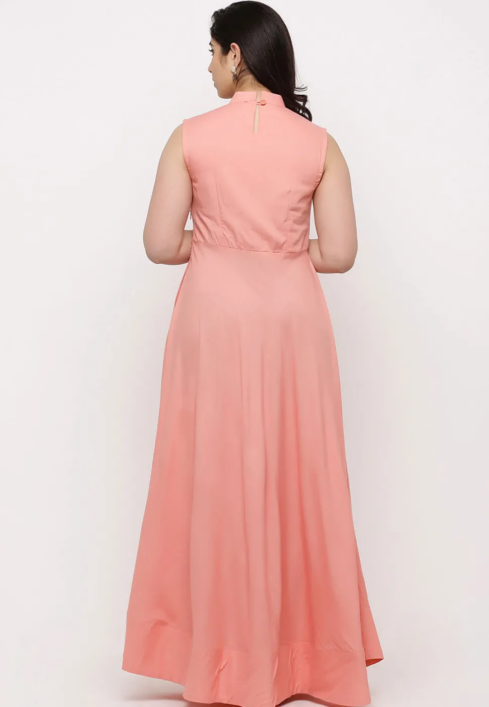 Embroidered Rayon Abaya Style Suit in Old Rose