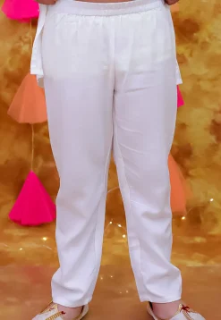Embroidered Rayon Kurta Set in White