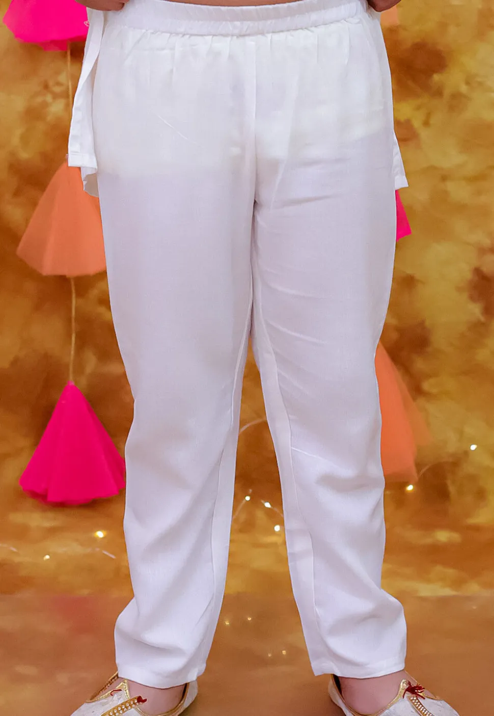 Embroidered Rayon Kurta Set in White