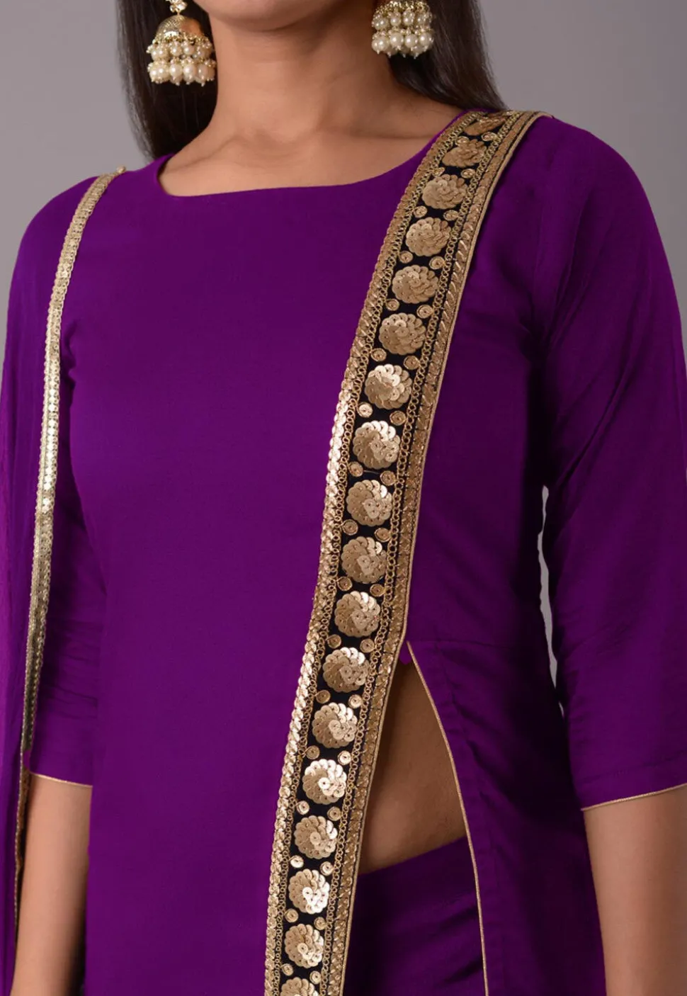 Embroidered Rayon Pakistani Suit in Purple