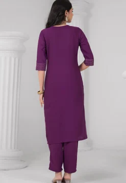 Embroidered Rayon Pakistani Suit in Purple