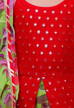 Embroidered Rayon Pakistani Suit in Red