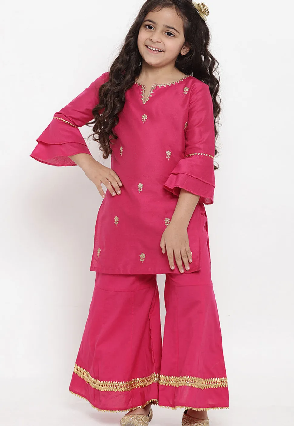 Embroidered Rayon Pakitani Suit in Dark Pink