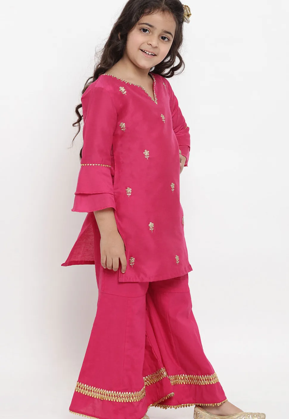 Embroidered Rayon Pakitani Suit in Dark Pink
