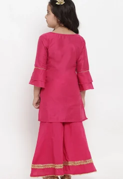 Embroidered Rayon Pakitani Suit in Dark Pink