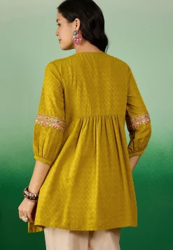 Embroidered Rayon Tunic in Green