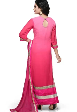 Embroidered Straight Cut Suit In Shaded Pink