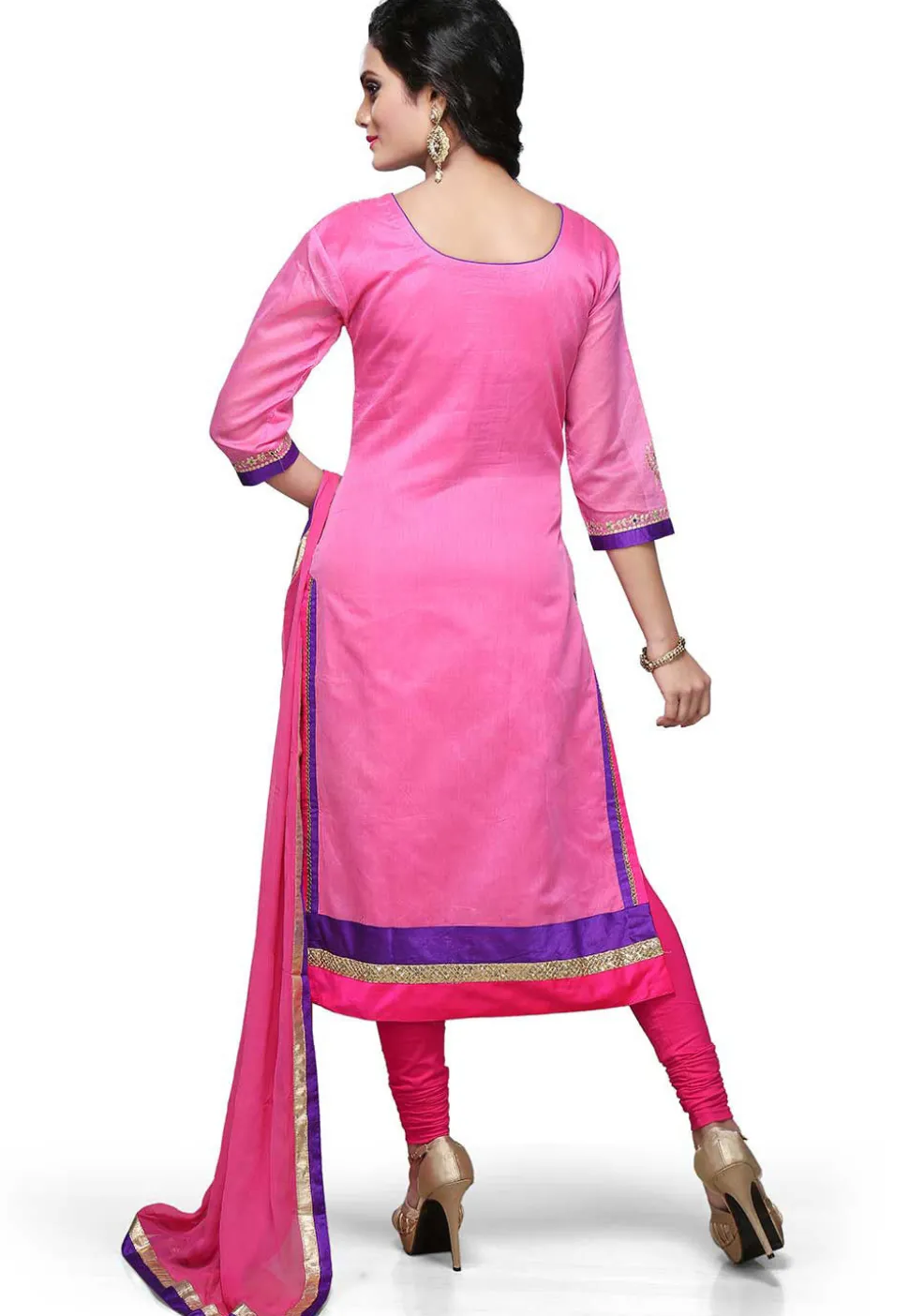 Embroidered Straight Cut Suit In Pink