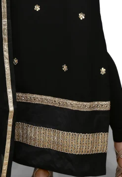 Embroidered Straight Cut Suit In Black