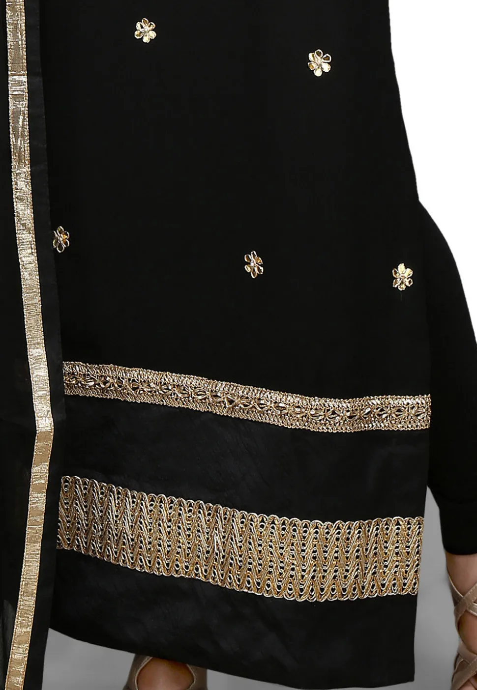 Embroidered Straight Cut Suit In Black