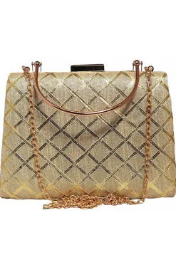 Embroidered Synthetic Rectangular Clutch Bag in Beige