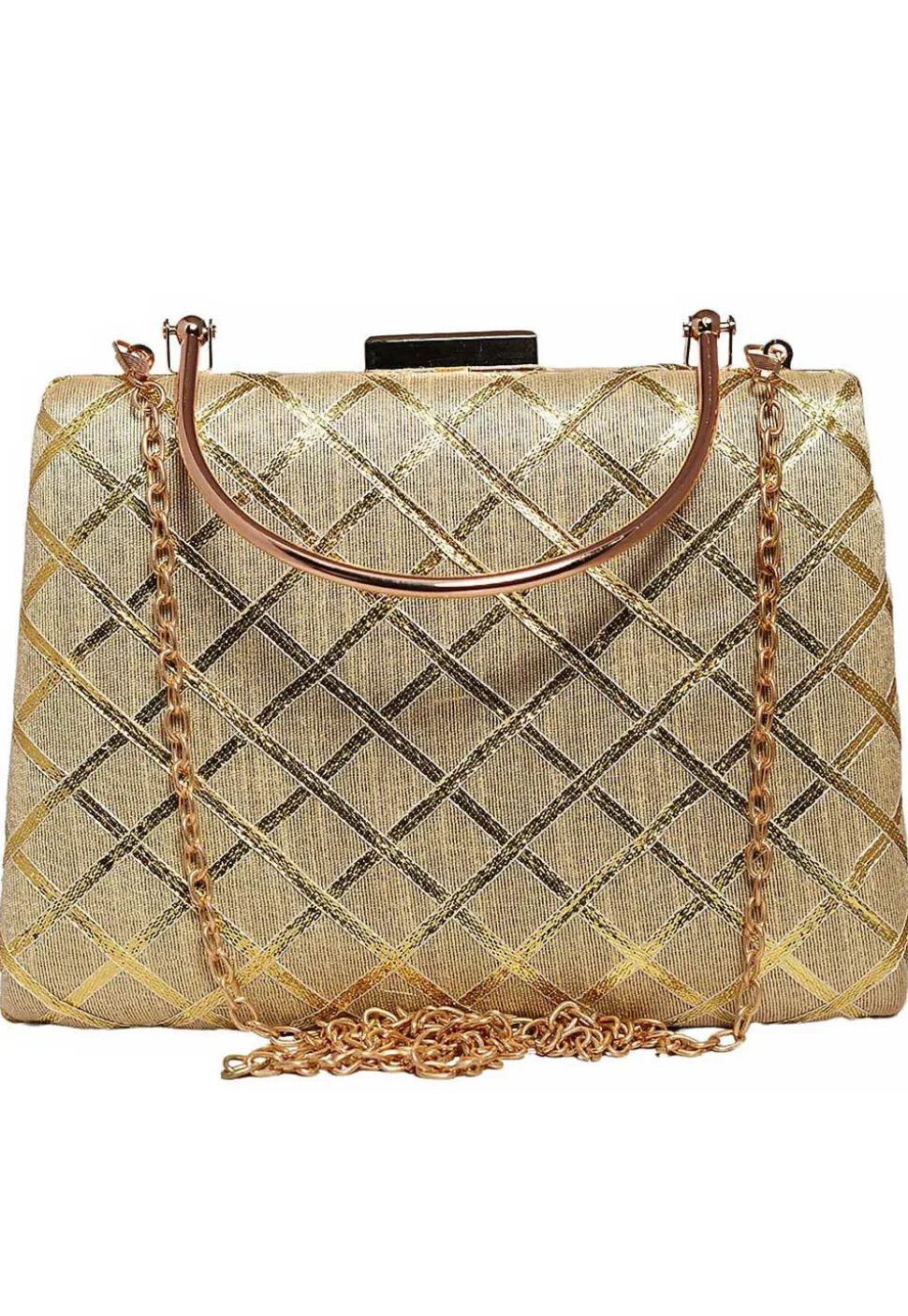 Embroidered Synthetic Rectangular Clutch Bag in Beige