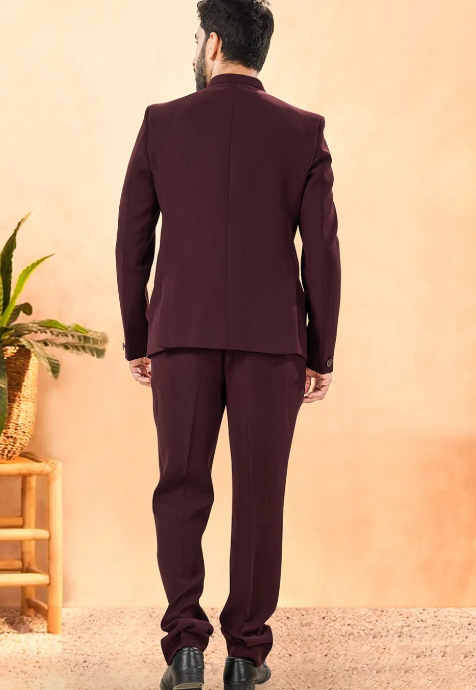 Embroidered Terry Rayon Jodhpuri Suit in Maroon