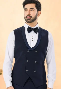 Embroidered Terry Rayon Tuxedo in Navy Blue