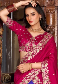 Embroidered Tussar Silk Lehenga in Blue