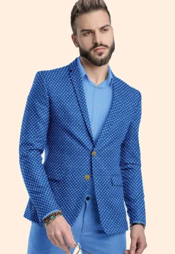 Embroidered Uppada Silk Blazer in Royal Blue