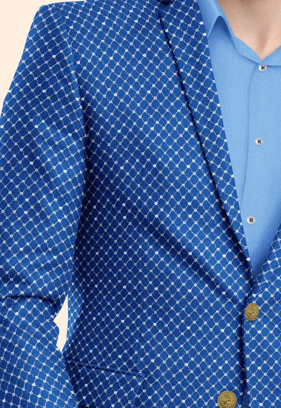 Embroidered Uppada Silk Blazer in Royal Blue