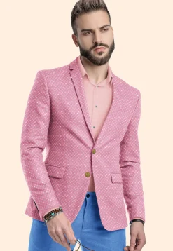 Embroidered Uppada Silk Blazer in Pink