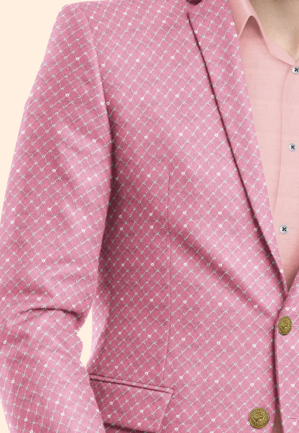 Embroidered Uppada Silk Blazer in Pink