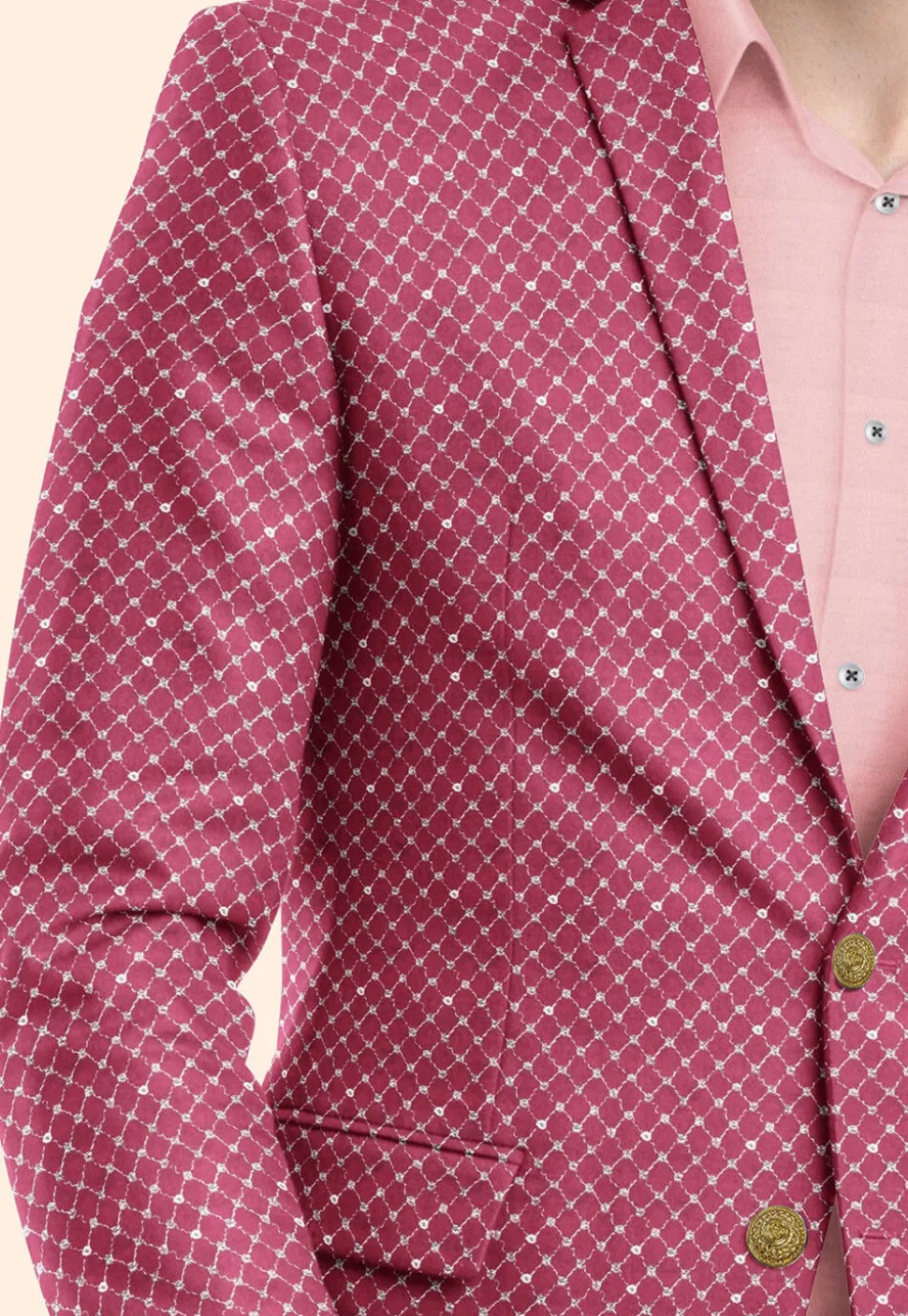 Embroidered Uppada Silk Blazer in Fuchsia