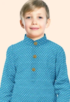 Embroidered Uppada Silk Kurta Set in Light Blue