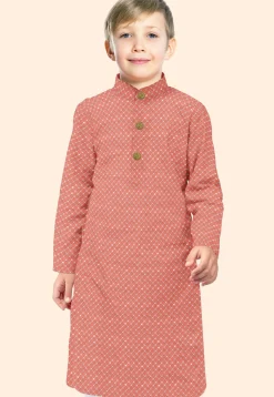 Embroidered Uppada Silk Kurta in Orange