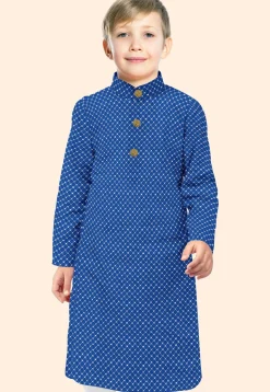 Embroidered Uppada Silk Kurta in Royal Blue