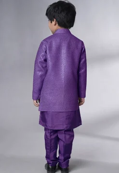 Embroidered Uppada Silk Sherwani in Purple