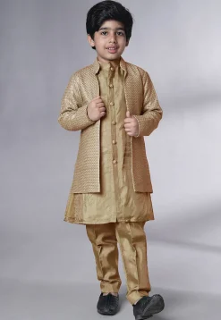 Embroidered Uppada Silk Sherwani in Beige