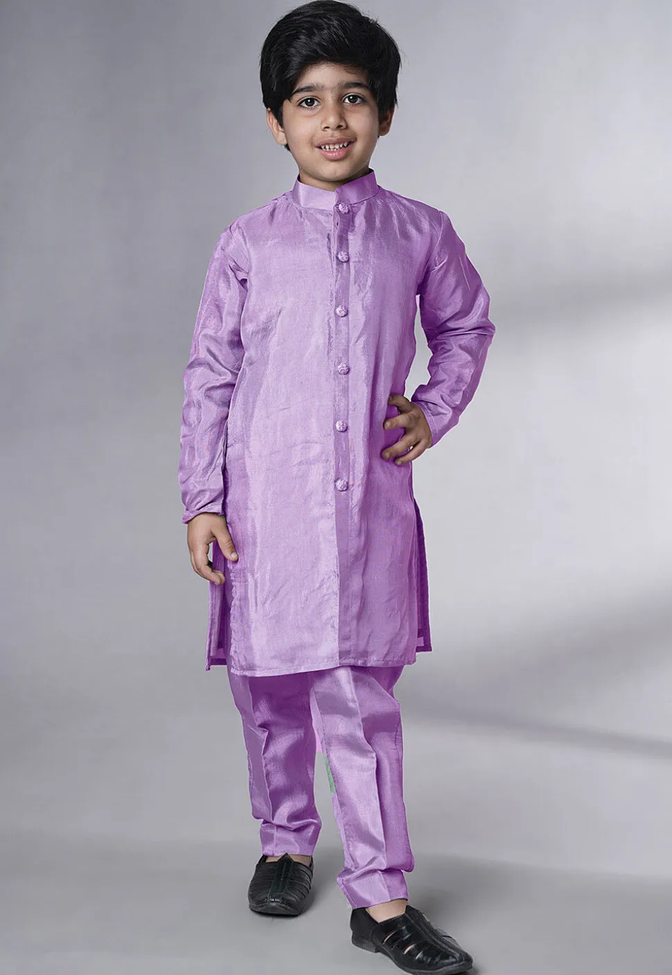 Embroidered Uppada Silk Sherwani in Light Purple