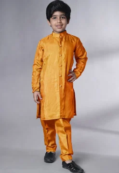 Embroidered Uppada Silk Sherwani in Mustard
