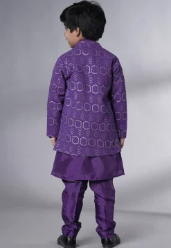 Embroidered Uppada Silk Sherwani in Purple