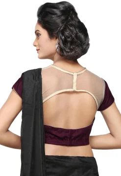 Embroidered Velvet Blouse in Wine