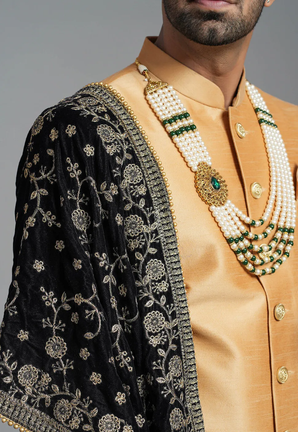 Embroidered Velvet Dupatta in Black