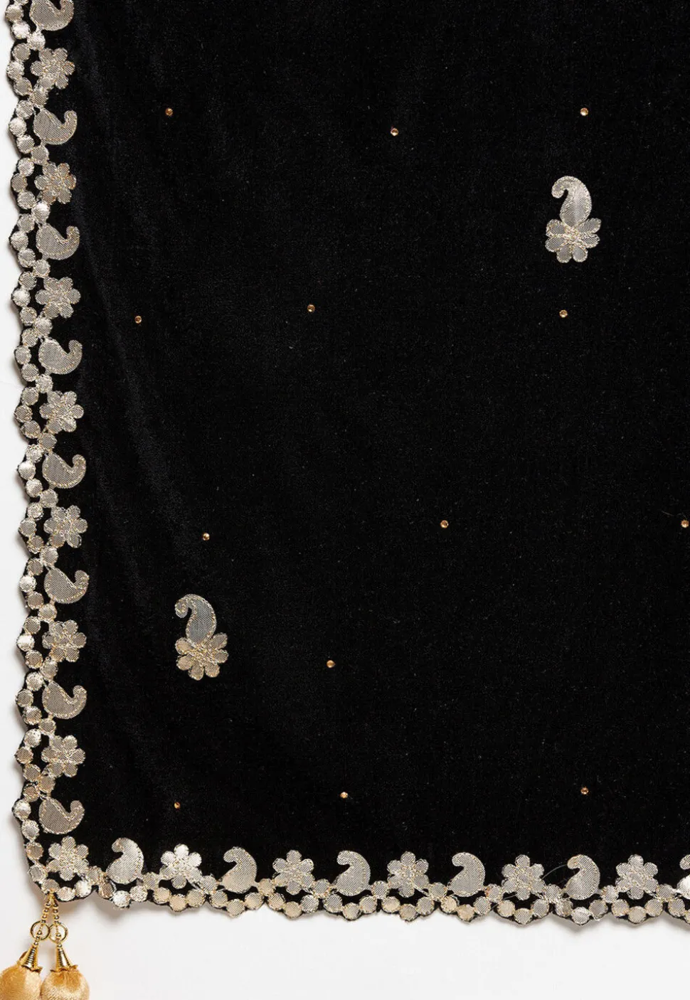Embroidered Velvet Dupatta in Black