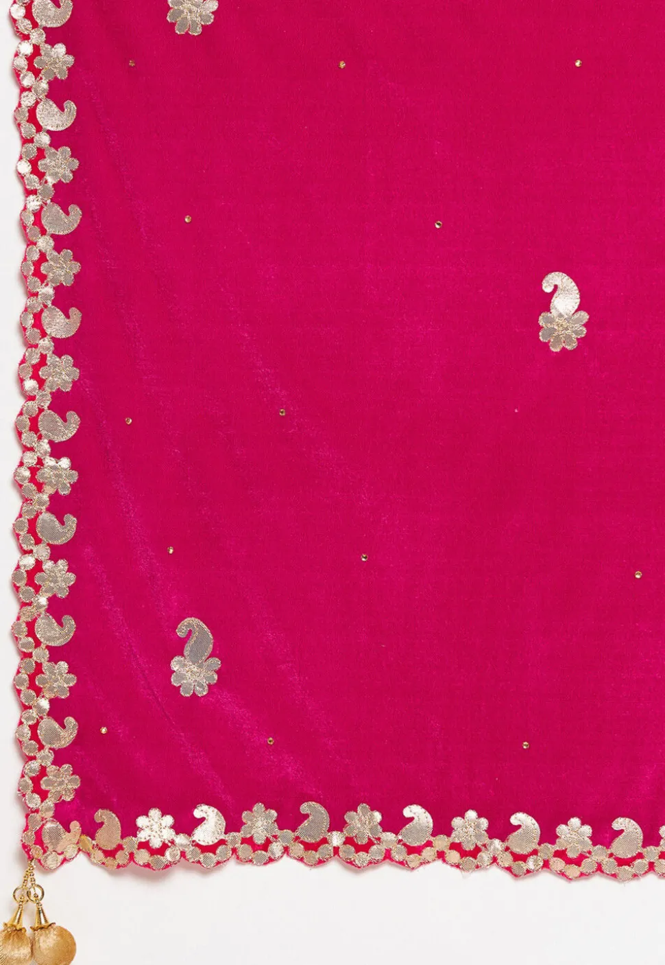 Embroidered Velvet Dupatta in Fuchsia