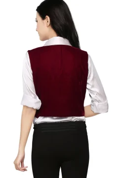 Embroidered Velvet Jacket In Red