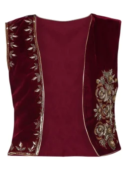 Embroidered Velvet Jacket In Red