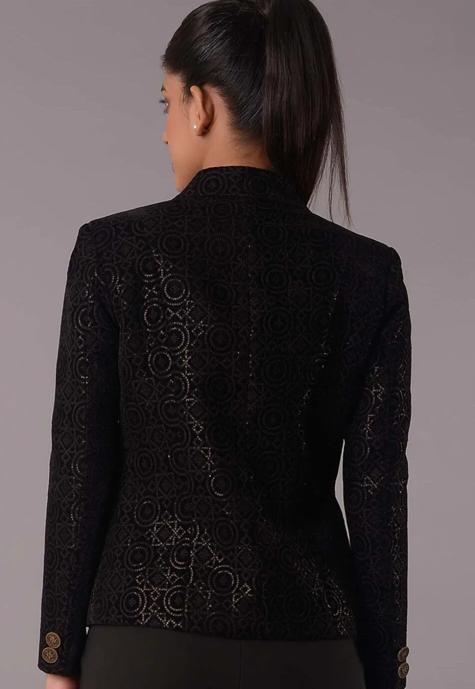 Embroidered Velvet Jacket in Black