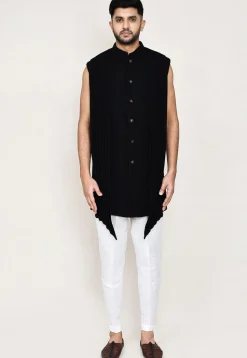 Embroidered Velvet Jodhpuri Suit in Black