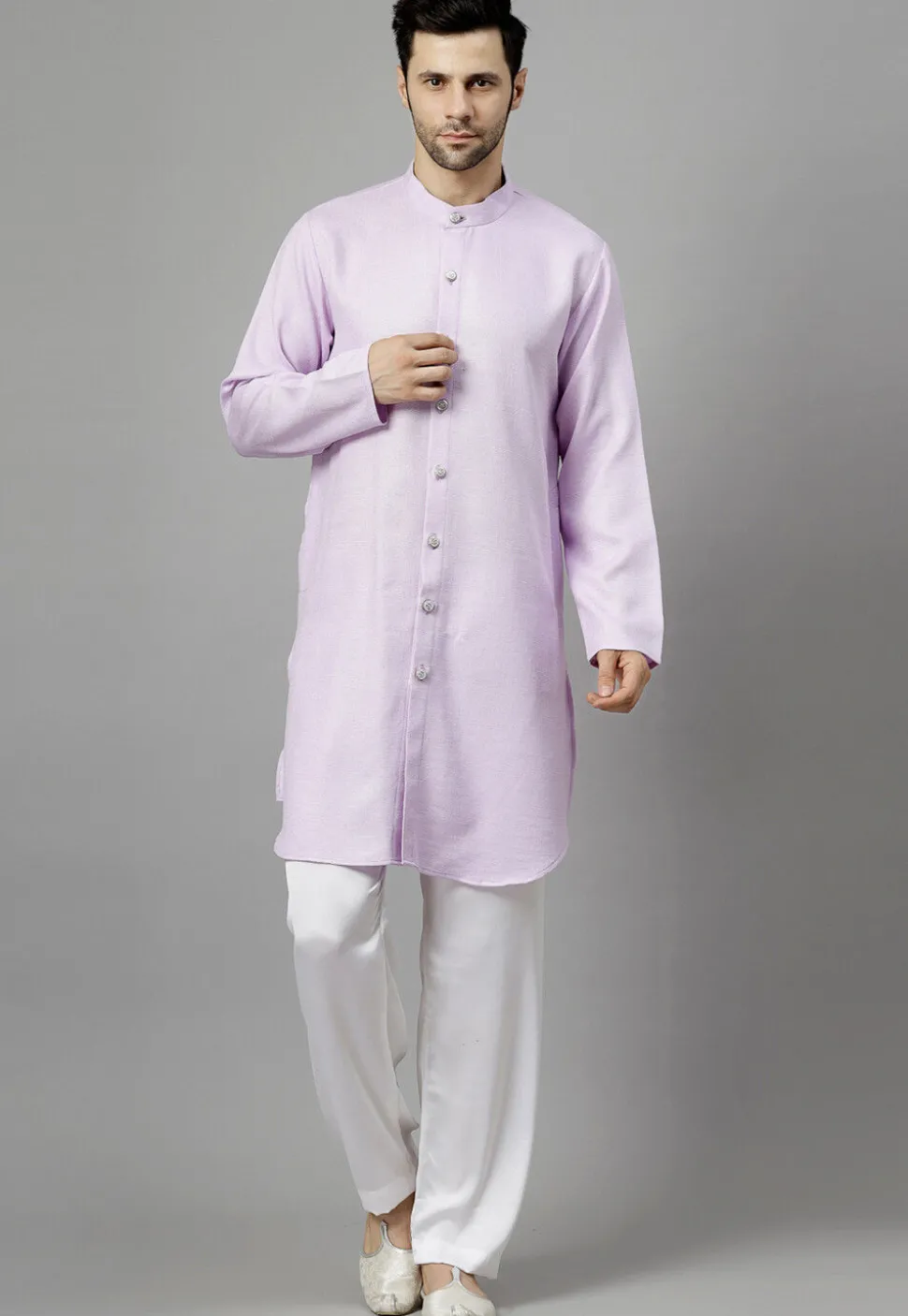 Embroidered Velvet Jodhpuri Suit in Dark Purple and Light Purple