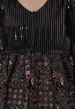 Embroidered Velvet Lehenga in Black