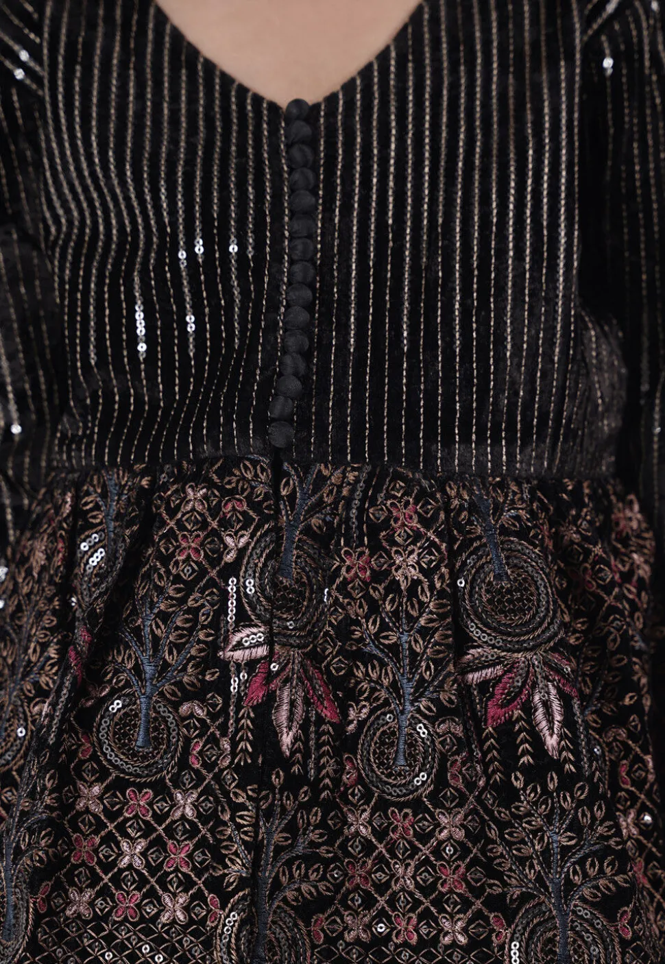 Embroidered Velvet Lehenga in Black
