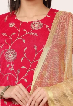 Embroidered Velvet Lehenga in Pink